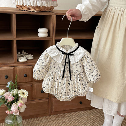 Baby Romper Spring Autumn Clothes Girl Baby Floral Chic Style Bodysuit Newborn Crawling Suit Cotton A Class