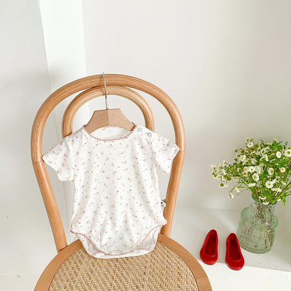 Baby Summer Lightweight Romper Newborn Clothes Floral Girl Baby Onesie Summer 100-Day Knit Bodysuit
