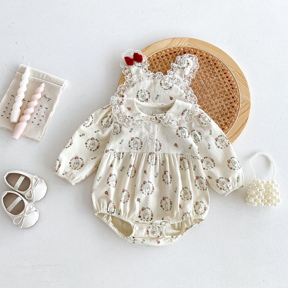 Baby Clothes Spring Autumn Girl Baby Romper Princess Newborn 100 Days Cute Little Rabbit Bodysuit Cotton