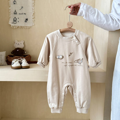 Baby Long Sleeve Onesie Newborn Autumn Seamless Home Wear Autumn Sleepwear Girl Autumn Outing Crawling Suit