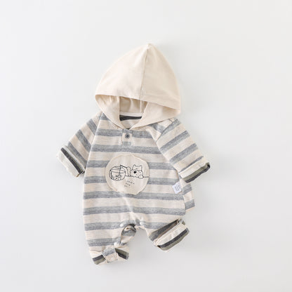 Infant Long Sleeve Bodysuit Newborn Autumn Stripe Baby Boys Girls Outfit Crawling Suit for Toddlers