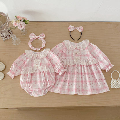 Baby Clothes Baby Romper Girl Ins Dress Sweet Princess Lace Sister Outfit Dropshipping