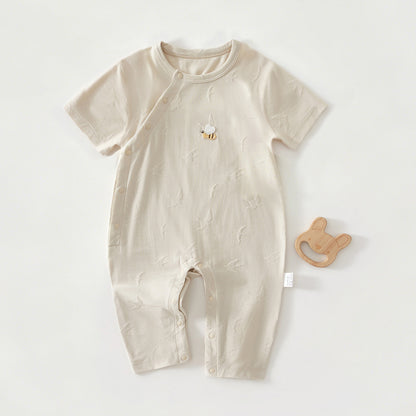 Baby Lightweight Short Sleeve Cotton Muslin Romper Newborn Infant Bodysuit Crawling Clothes Baby
