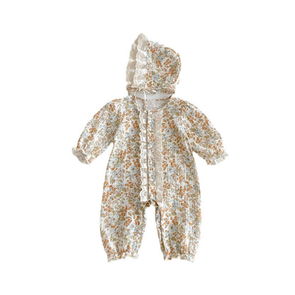 Baby Girl Spring Autumn Clothes Newborn Princess 1-Month 100-Day Bodysuit Outing Romper Cotton