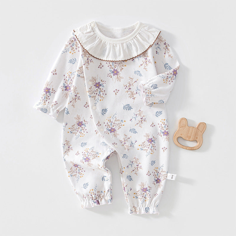 Baby Clothes Long Sleeve Cute Lace Collar Stylish Newborn Baby Onesie