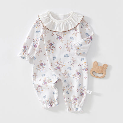 Baby Clothes Long Sleeve Cute Lace Collar Stylish Newborn Baby Onesie