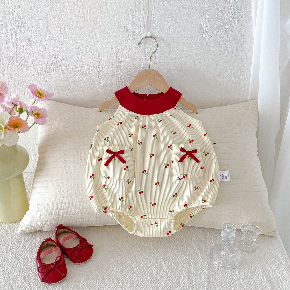 Baby Summer Clothes Romper Cherry Vest Baby Girl Bodysuit Crawling Suit Full Moon Outfit Newborn Onesie