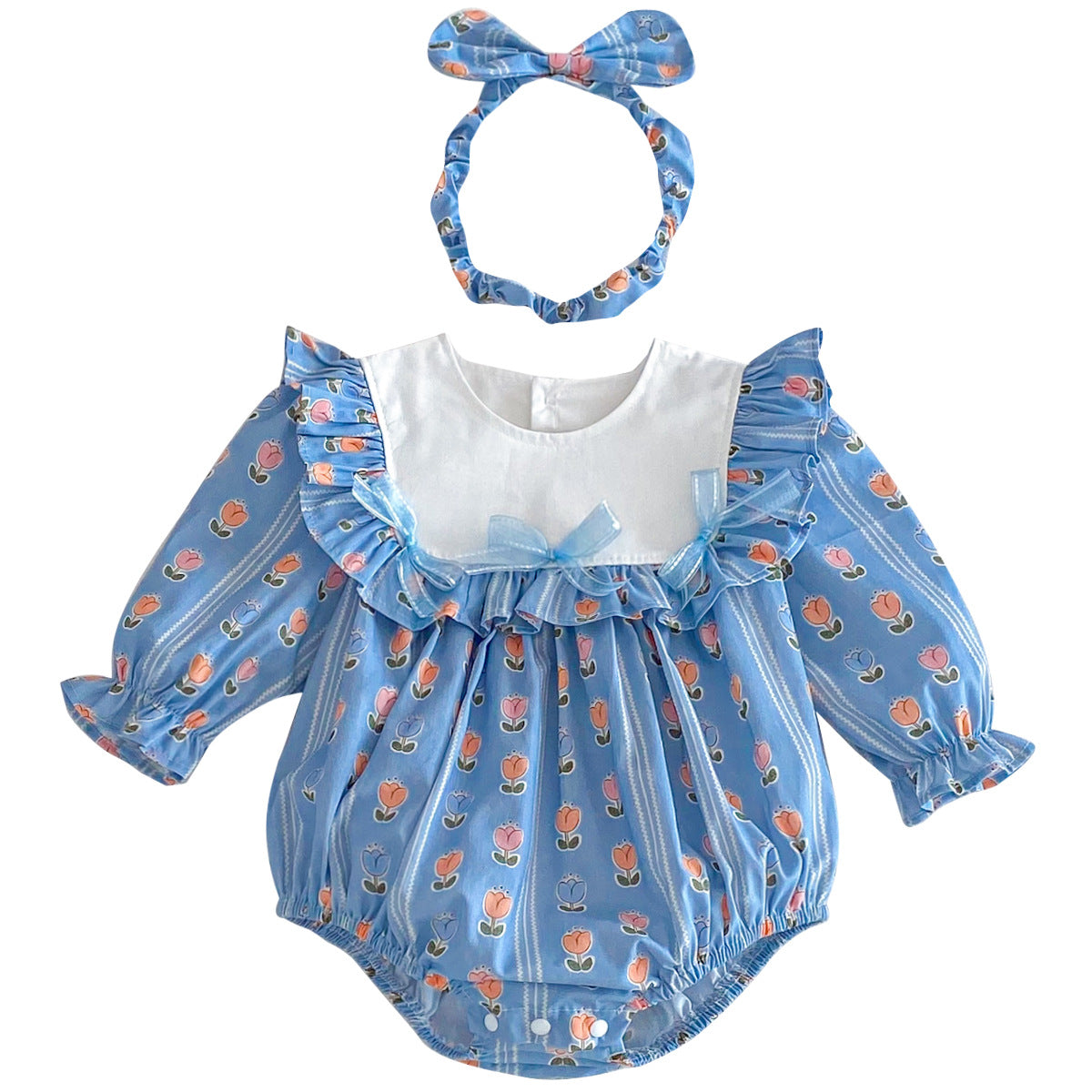 Baby Clothes Spring New Style Baby Girl Romper Fashion Blue Dress Princess Sister Set