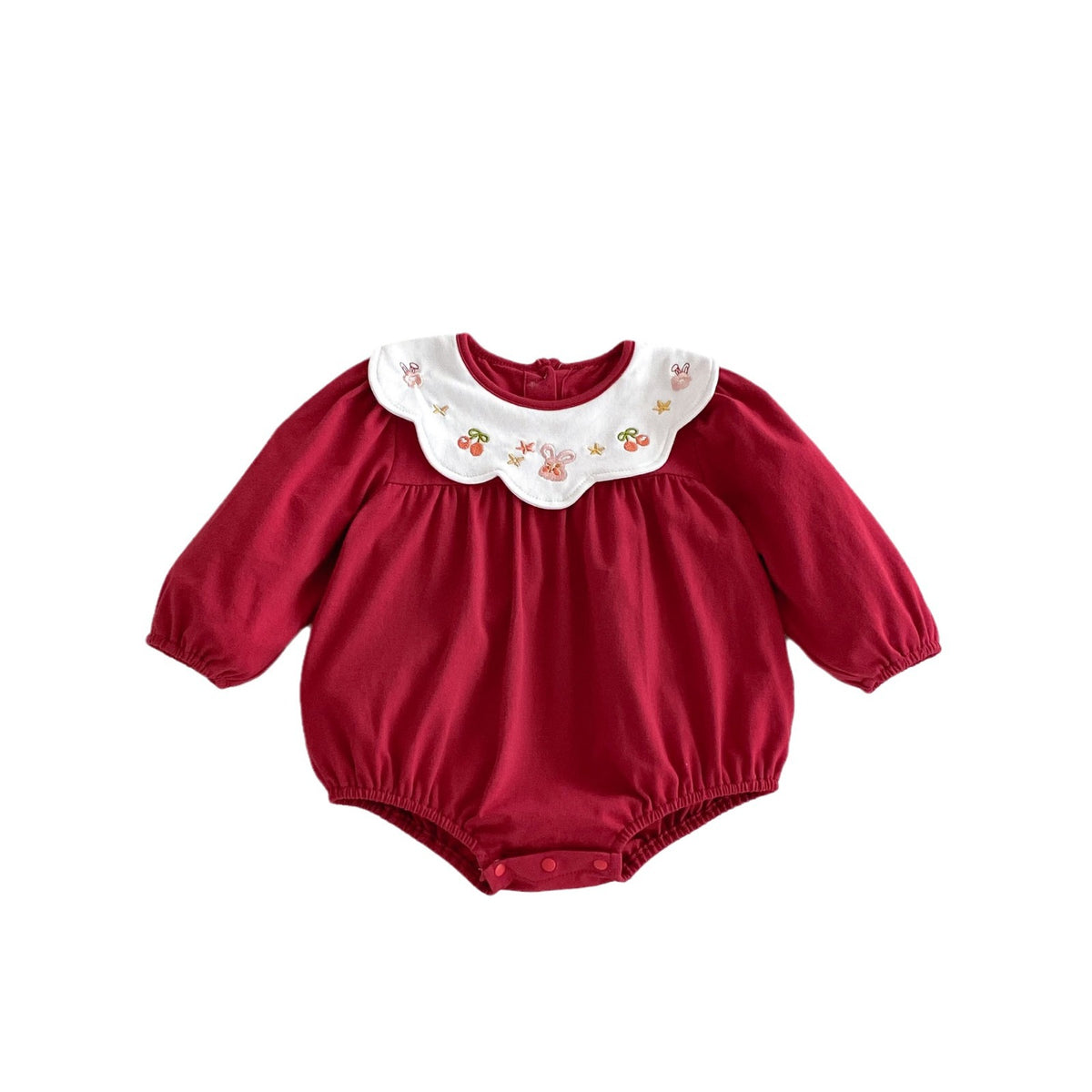 Cute Baby Clothes Spring and Autumn Newborn Girl Bodysuit Red Festive Princess Romper A Class