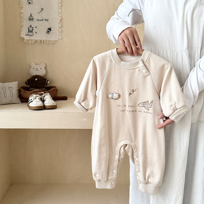 Baby Long Sleeve Onesie Newborn Autumn Seamless Home Wear Autumn Sleepwear Girl Autumn Outing Crawling Suit