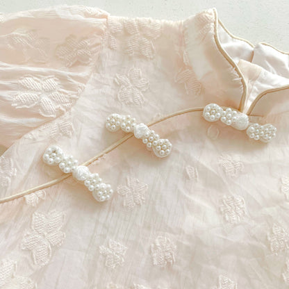 Baby Summer Romper Lightweight Newborn Baby 100-Day Outfit Girl Cheongsam Style Onesie Full-Bodied Clothes