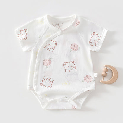 Infant Bodysuit Lightweight Newborn Onesie Baby Romper Short Sleeve Pure Cotton Crawling Suit