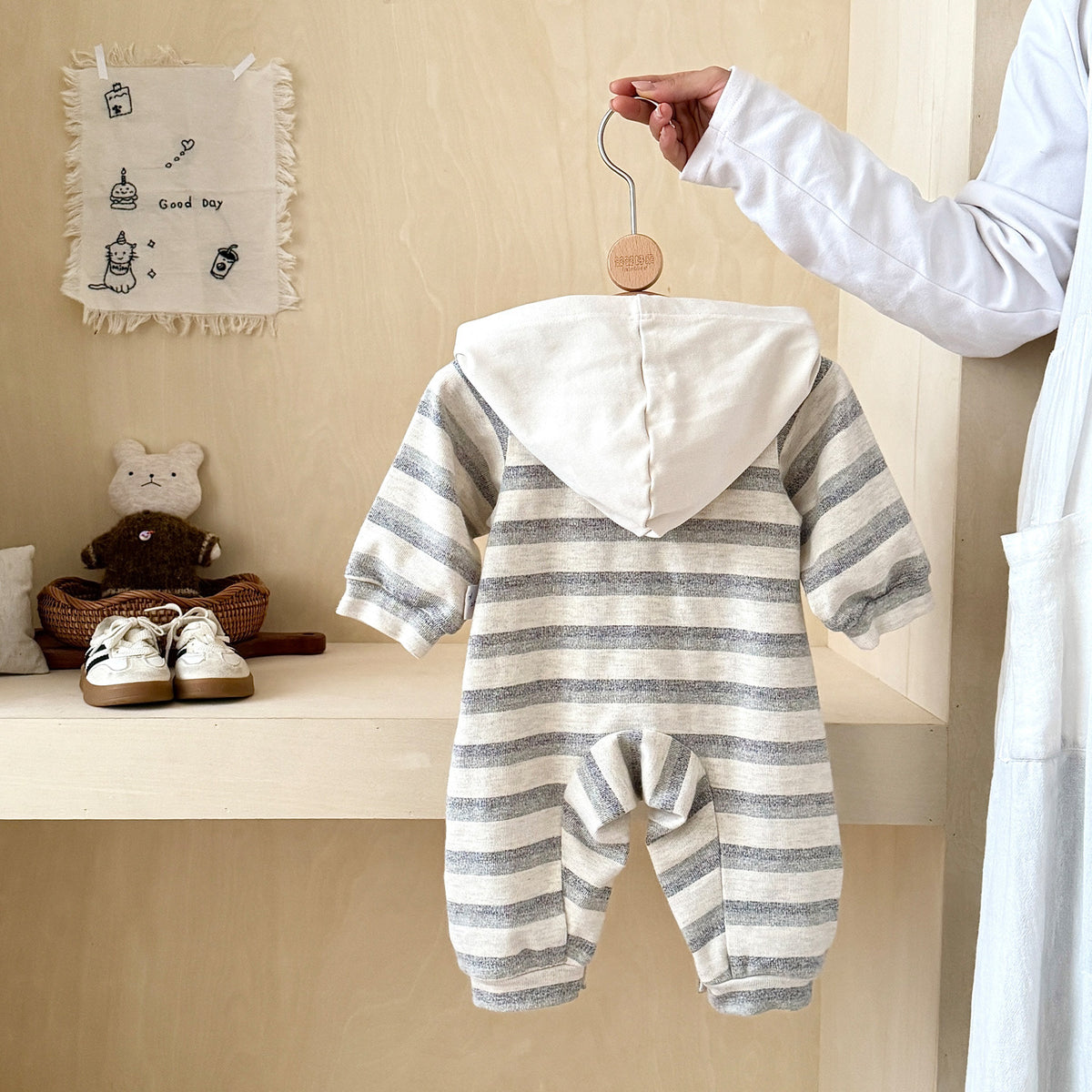Infant Long Sleeve Bodysuit Newborn Autumn Stripe Baby Boys Girls Outfit Crawling Suit for Toddlers