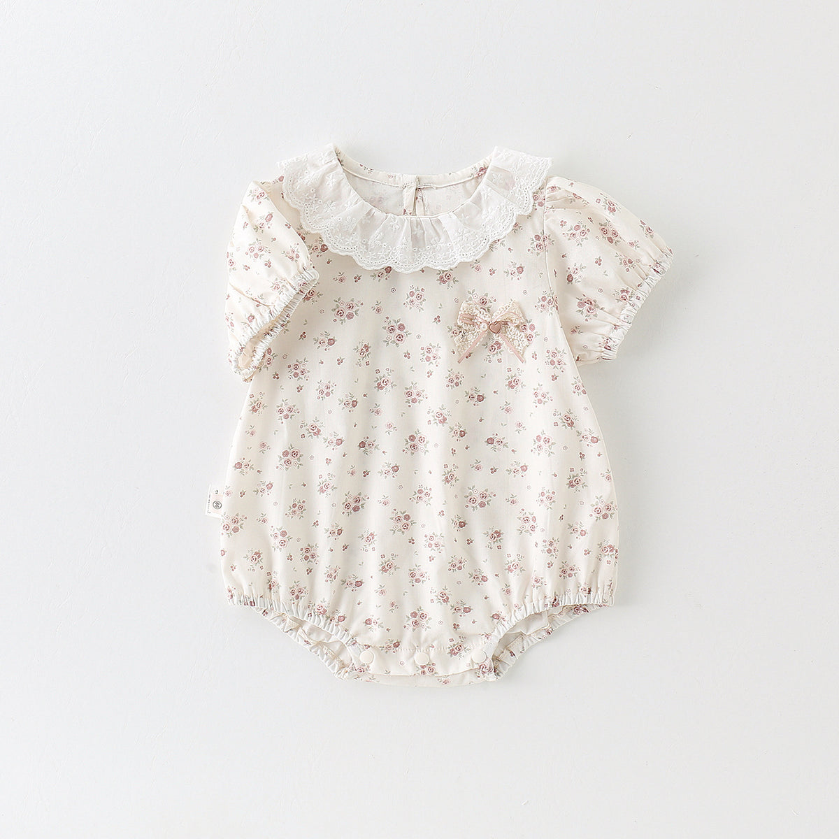 Baby Girl Floral Print Romper, Baby Girl Triangular Crawling Suit