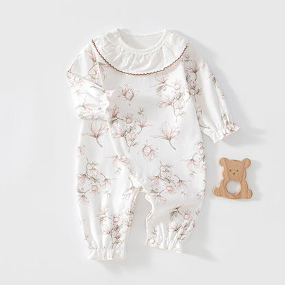 Baby Clothes Long Sleeve Cute Lace Collar Stylish Newborn Baby Onesie
