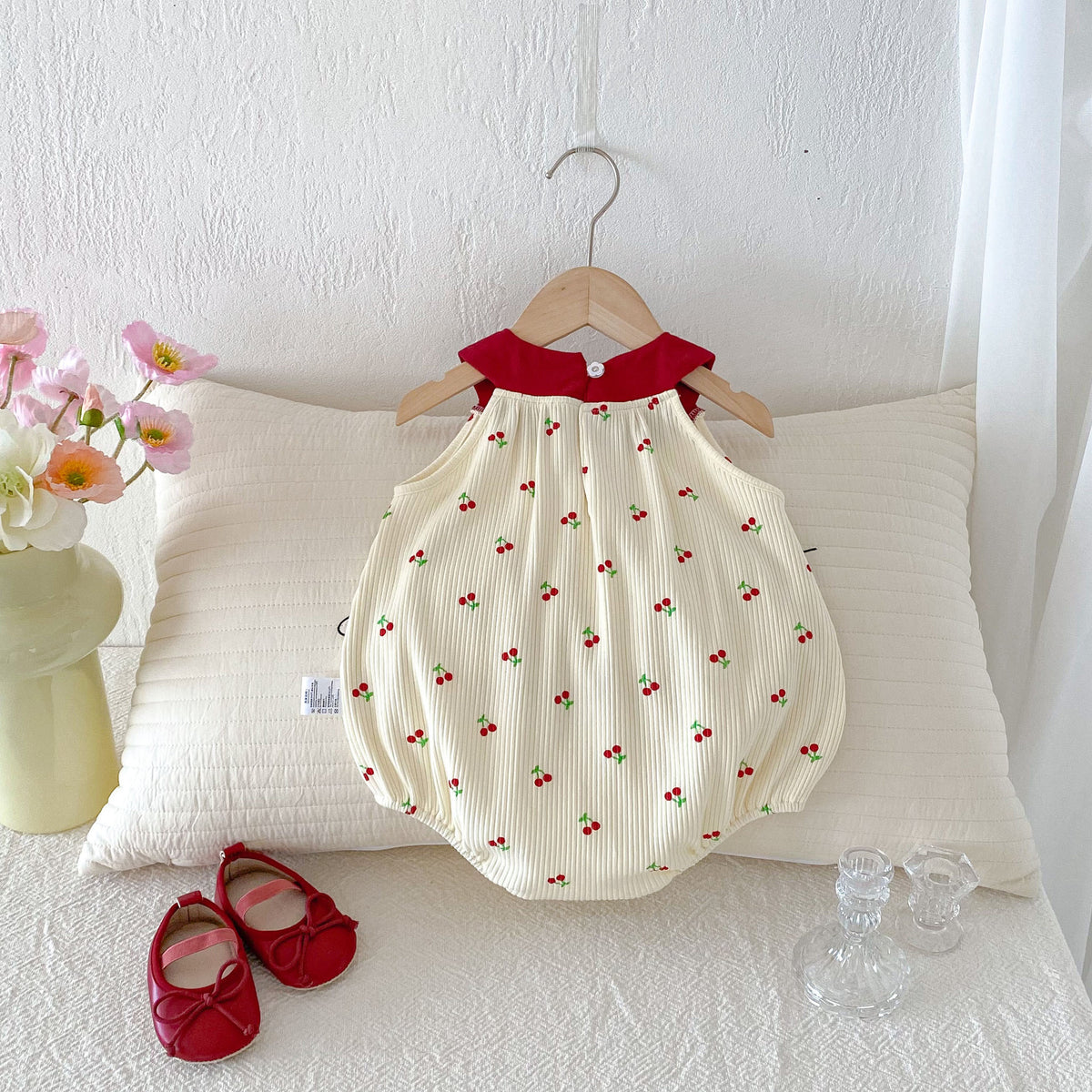 Baby Summer Clothes Romper Cherry Vest Baby Girl Bodysuit Crawling Suit Full Moon Outfit Newborn Onesie