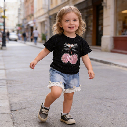 Baby girl summer clothes short sleeved shorts two-piece set