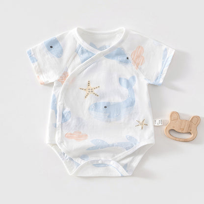 Infant Bodysuit Lightweight Newborn Onesie Baby Romper Short Sleeve Pure Cotton Crawling Suit