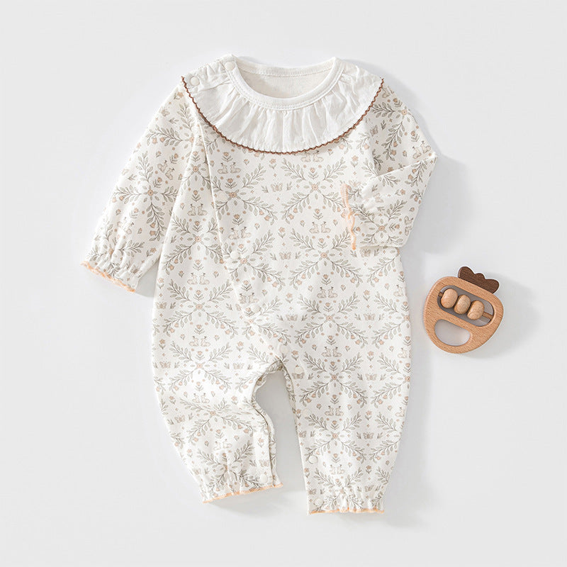 Baby Clothes Long Sleeve Cute Lace Collar Stylish Newborn Baby Onesie