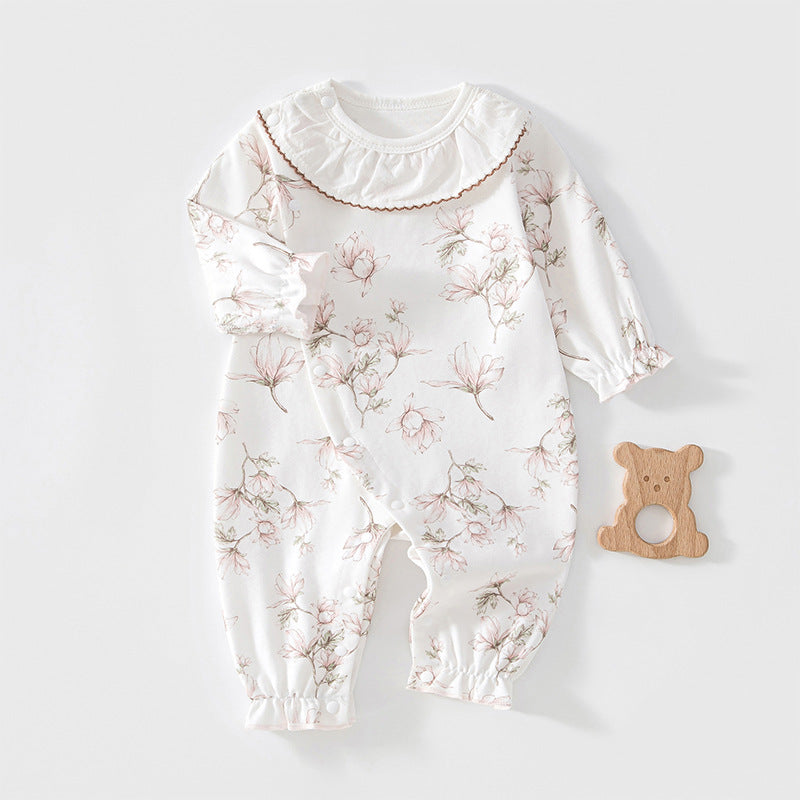 Baby Clothes Long Sleeve Cute Lace Collar Stylish Newborn Baby Onesie