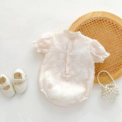 Baby Summer Romper Lightweight Newborn Baby 100-Day Outfit Girl Cheongsam Style Onesie Full-Bodied Clothes