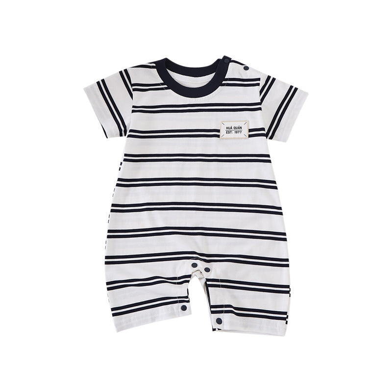 Baby Summer Clothes A Class Lightweight Newborn Boy Girl Romper Stripe Onesie INS English Baby Bodysuit
