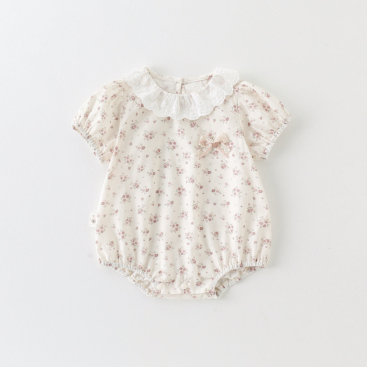 Baby Girl Floral Print Romper, Baby Girl Triangular Crawling Suit
