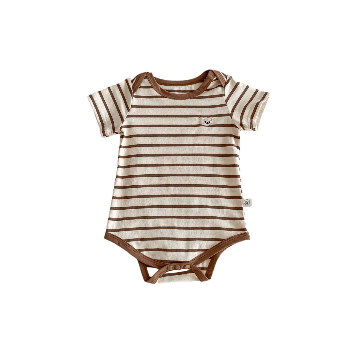 Baby Romper  Cartoon Bear Short Sleeve Bodysuit Newborn Stripe Summer Outing Crawling Suit
