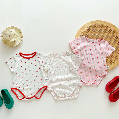Baby Summer Lightweight Romper Newborn Clothes Floral Girl Baby Onesie Summer 100-Day Knit Bodysuit