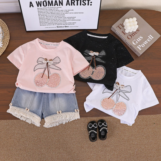 Baby girl summer clothes short sleeved shorts two-piece set
