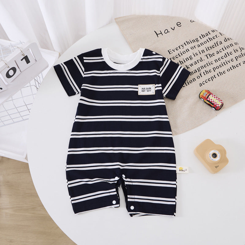 Baby Summer Clothes A Class Lightweight Newborn Boy Girl Romper Stripe Onesie INS English Baby Bodysuit