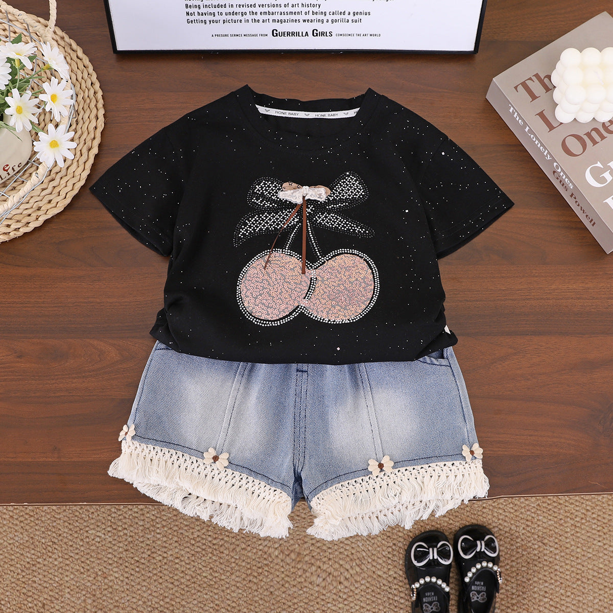 Baby girl summer clothes short sleeved shorts two-piece set