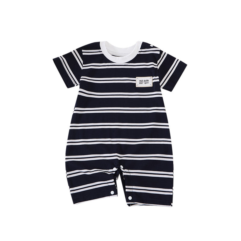 Baby Summer Clothes A Class Lightweight Newborn Boy Girl Romper Stripe Onesie INS English Baby Bodysuit