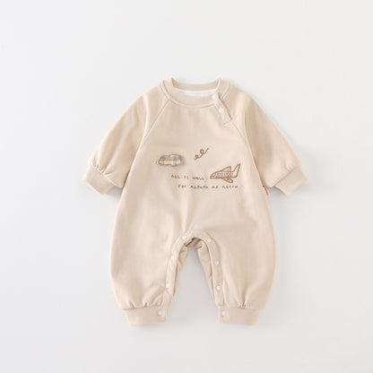 Baby Long Sleeve Onesie Newborn Autumn Seamless Home Wear Autumn Sleepwear Girl Autumn Outing Crawling Suit