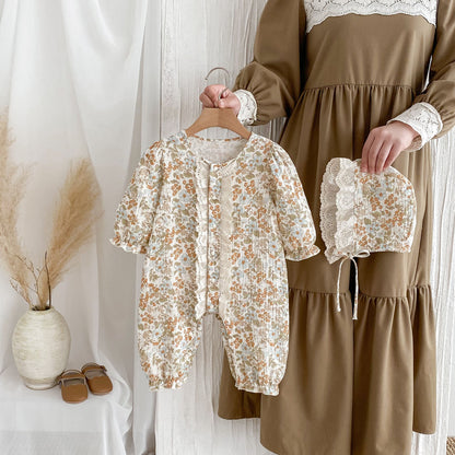 Baby Girl Spring Autumn Clothes Newborn Princess 1-Month 100-Day Bodysuit Outing Romper Cotton