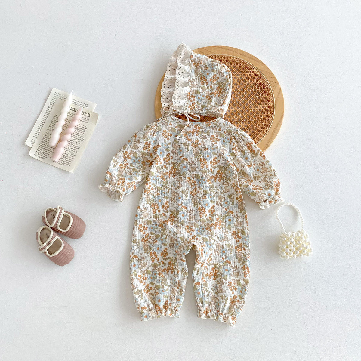 Baby Girl Spring Autumn Clothes Newborn Princess 1-Month 100-Day Bodysuit Outing Romper Cotton