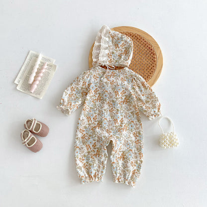 Baby Girl Spring Autumn Clothes Newborn Princess 1-Month 100-Day Bodysuit Outing Romper Cotton