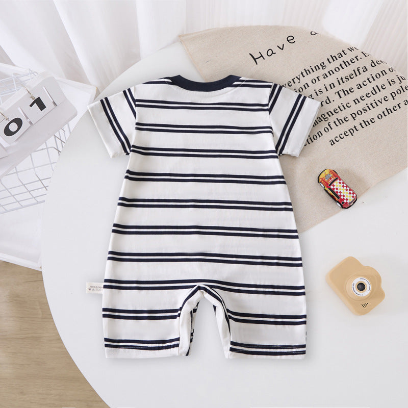 Baby Summer Clothes A Class Lightweight Newborn Boy Girl Romper Stripe Onesie INS English Baby Bodysuit