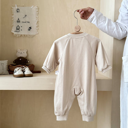 Baby Long Sleeve Onesie Newborn Autumn Seamless Home Wear Autumn Sleepwear Girl Autumn Outing Crawling Suit
