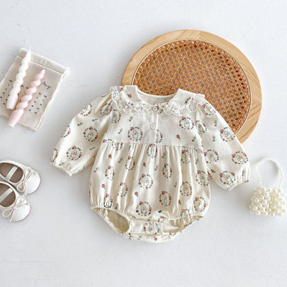 Baby Clothes Spring Autumn Girl Baby Romper Princess Newborn 100 Days Cute Little Rabbit Bodysuit Cotton