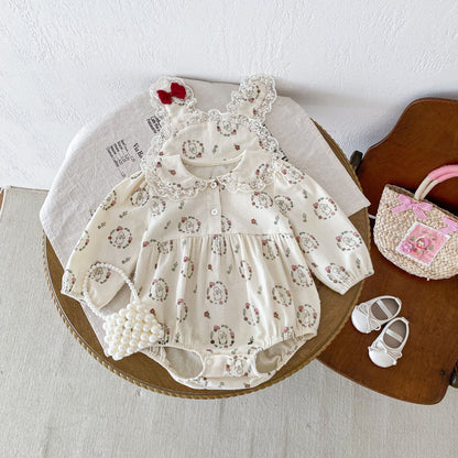 Baby Clothes Spring Autumn Girl Baby Romper Princess Newborn 100 Days Cute Little Rabbit Bodysuit Cotton