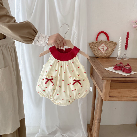 Baby Summer Clothes Romper Cherry Vest Baby Girl Bodysuit Crawling Suit Full Moon Outfit Newborn Onesie