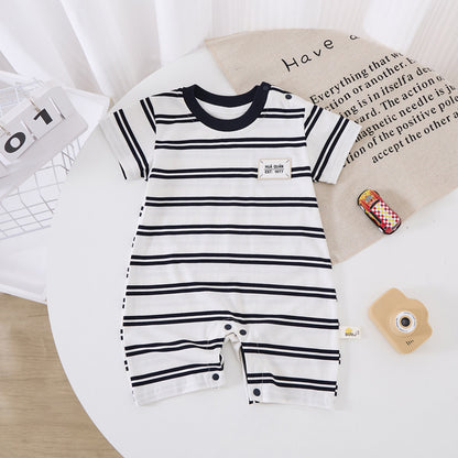 Baby Summer Clothes A Class Lightweight Newborn Boy Girl Romper Stripe Onesie INS English Baby Bodysuit