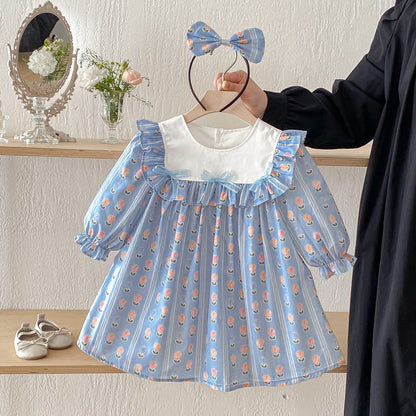 Baby Clothes Spring New Style Baby Girl Romper Fashion Blue Dress Princess Sister Set