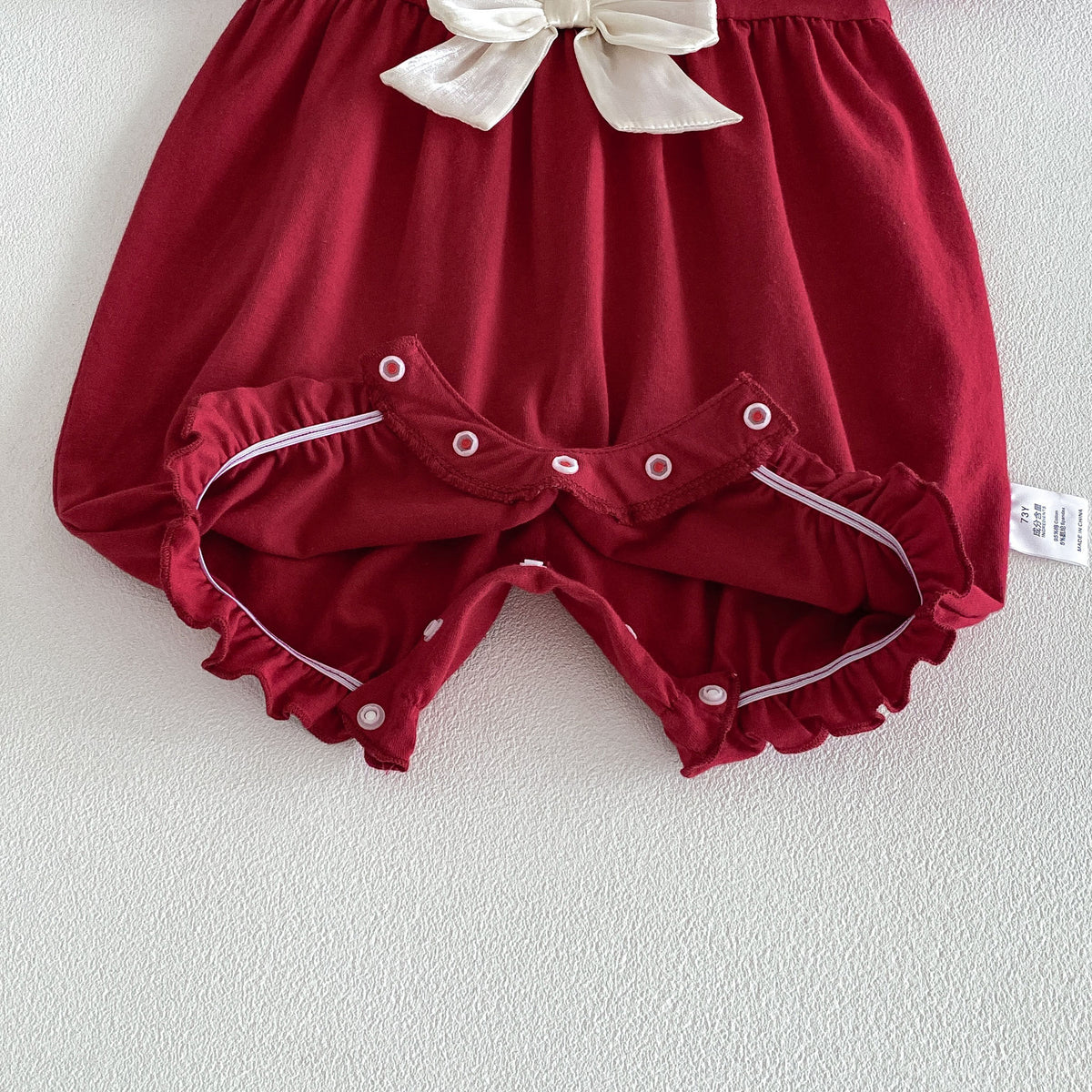 Baby Clothes Summer Lightweight Girl Bodysuit Festive Red 100-Day First Birthday Outfit Newborn Romper Cotton