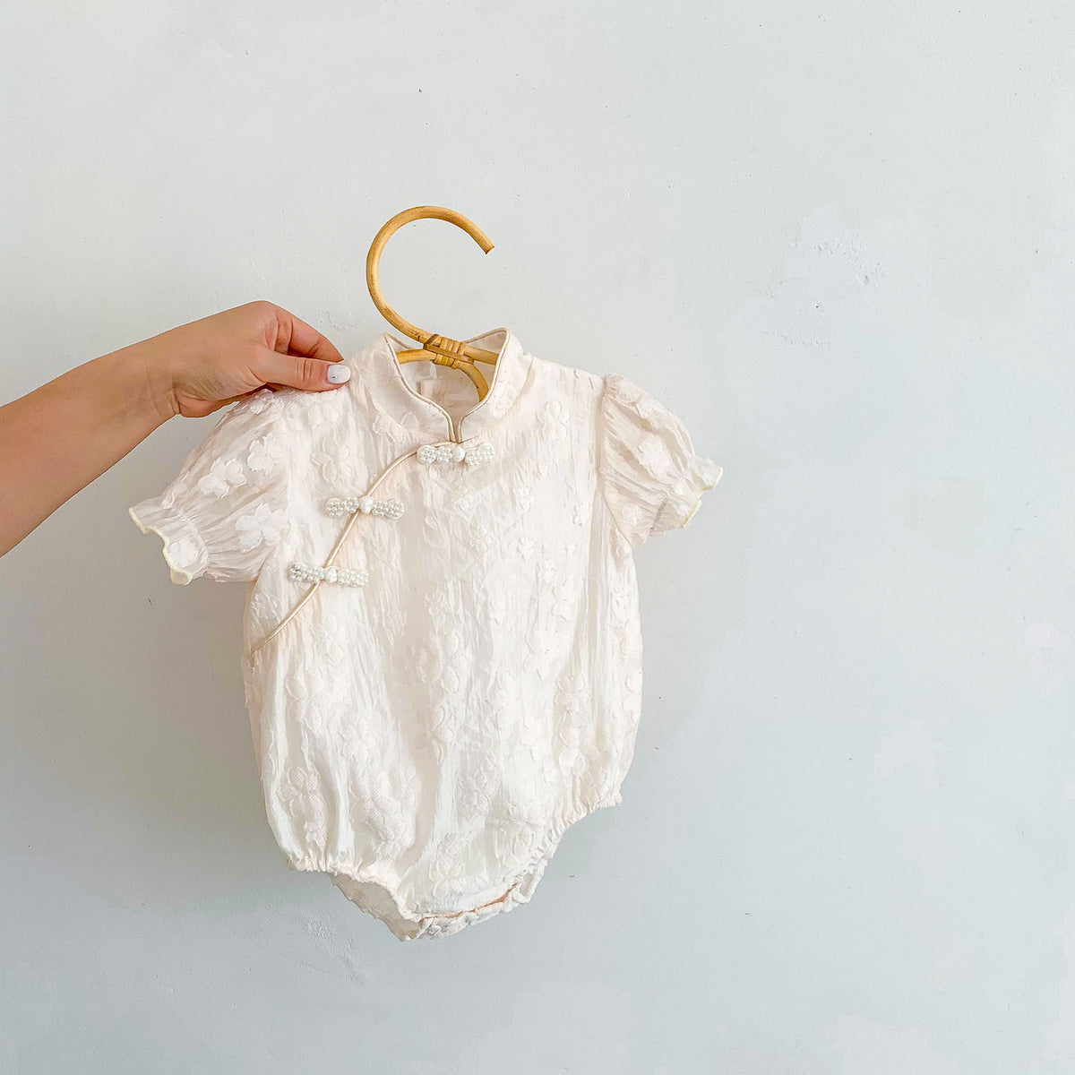 Baby Summer Romper Lightweight Newborn Baby 100-Day Outfit Girl Cheongsam Style Onesie Full-Bodied Clothes