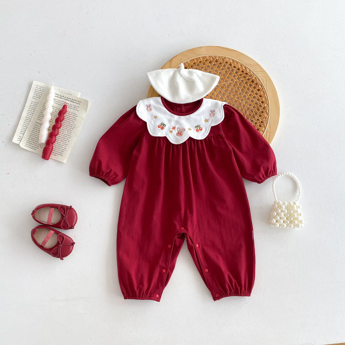 Newborn Baby Clothes Spring Autumn Full Moon 100-Day Girl Baby Onesie Crawling First Birthday Romper A-Class Pure Cotton