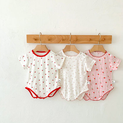 Baby Summer Lightweight Romper Newborn Clothes Floral Girl Baby Onesie Summer 100-Day Knit Bodysuit