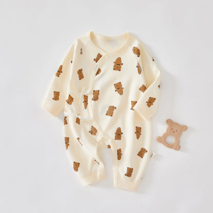 Bodysuit Baby Long Sleeve Outing Clothes Newborn Winter Base Layer Belly Protection Butterfly Suit