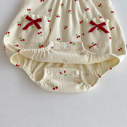 Baby Summer Clothes Romper Cherry Vest Baby Girl Bodysuit Crawling Suit Full Moon Outfit Newborn Onesie